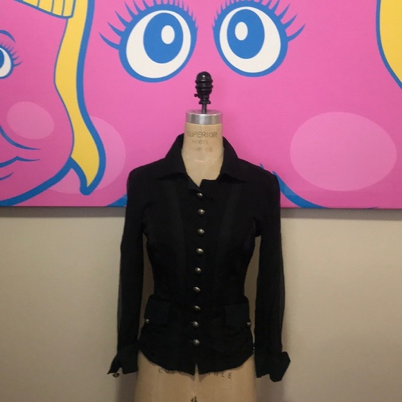 Roberto Cavalli Black Military Jacket w/ Boning - Picture 1 of 16